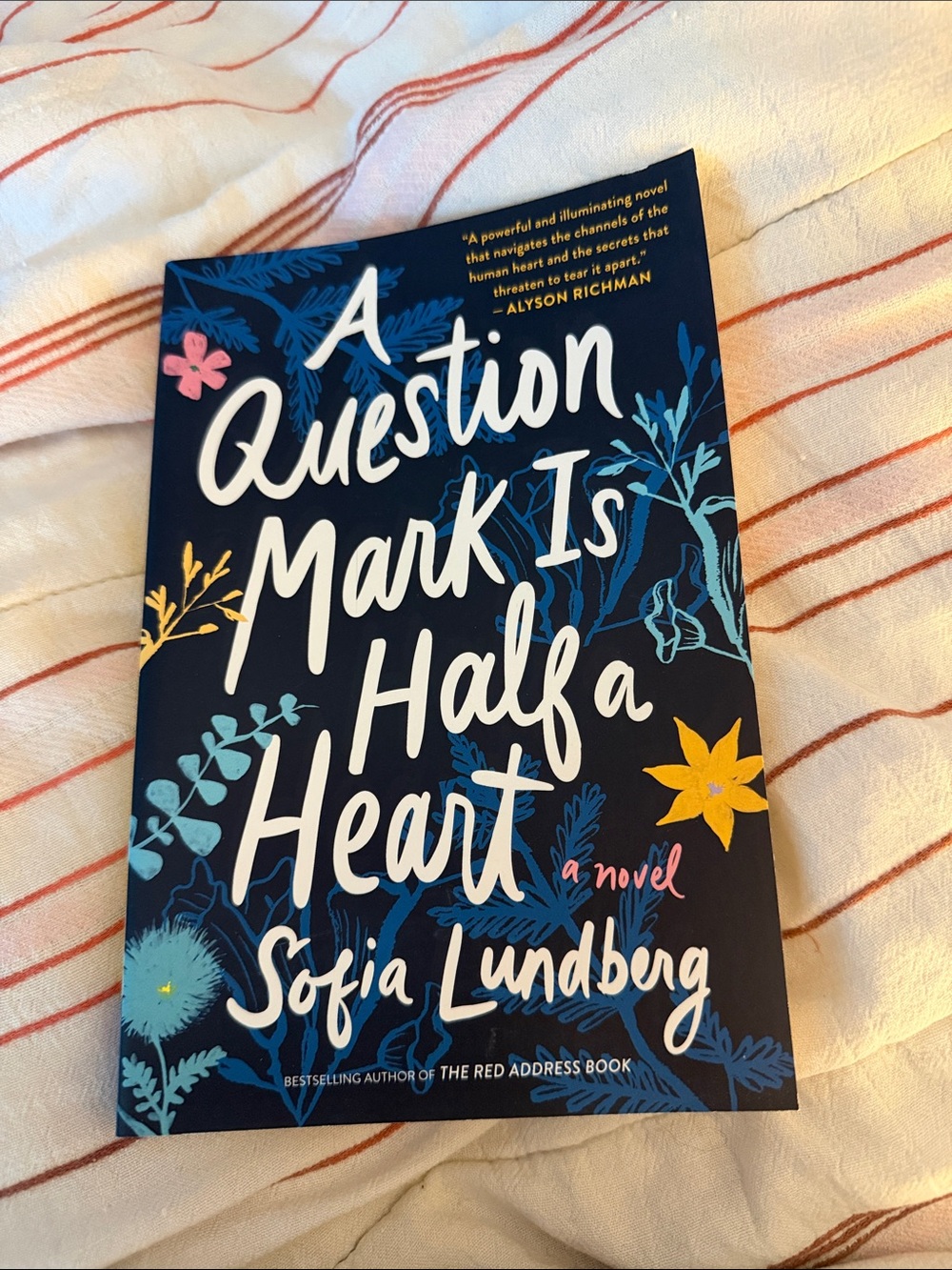 A Question Mark Is Half a Heart by Sofia Lundberg - Navy Floral Cover